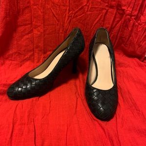 Cole Haan woven leather pumps Bottega style